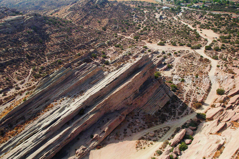 Vasquez Rocks, CA的鸟瞰图